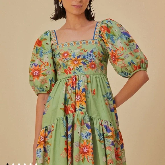 Farm Rio Green Bright Yard Mini Dress - Picture 4 of 4